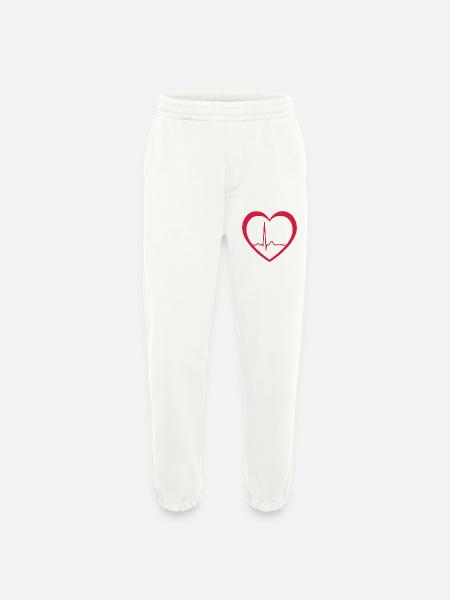 Heartbeat ECG Line Medical Pulse Wave Icon Vector - Heavyweight Jogging Pants - made by SPREAD - OFF WHITE