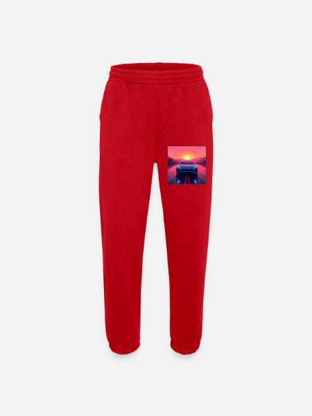 Electric Highway - Heavyweight Jogging Pants - made by SPREAD  - red