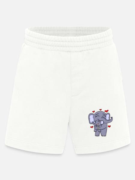 Elephant family cute - Heavyweight Shorts - made by SPREAD - OFF WHITE