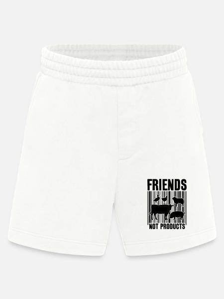 VEGAN FRIENDS NOT FOOD BARCODE - Heavyweight Shorts - made by SPREAD - OFF WHITE