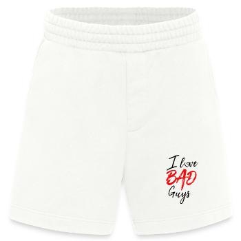 I love Bad Guys - Schreibschrift Rot Schwarz - Heavyweight Shorts - made by SPREAD  - OFF WHITE - Vorne