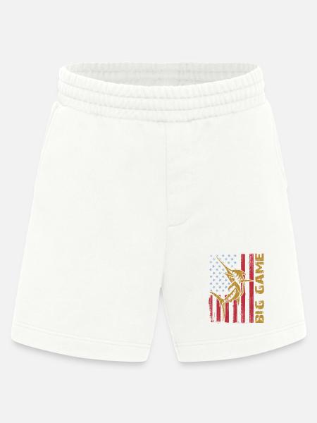 Springender Marlin mit US Flagge Hochseefischen - Heavyweight Shorts - made by SPREAD - OFF WHITE