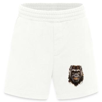 Gorilla mit goldenem Lächeln – Urbaner Stil - Heavyweight Shorts - made by SPREAD  - OFF WHITE - Vorne