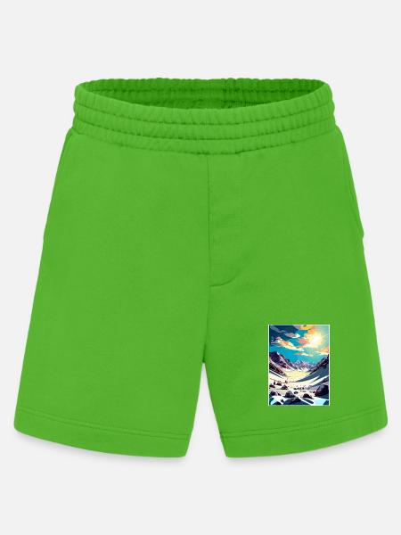 Obertauern Austria Vintage Reiseposter Souvenir - Heavyweight Shorts - made by SPREAD  - Apple Neon
