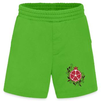 Granatapfel mit Blumen - Botanische Kunst - Heavyweight Shorts - made by SPREAD  - Apple Neon - Vorne