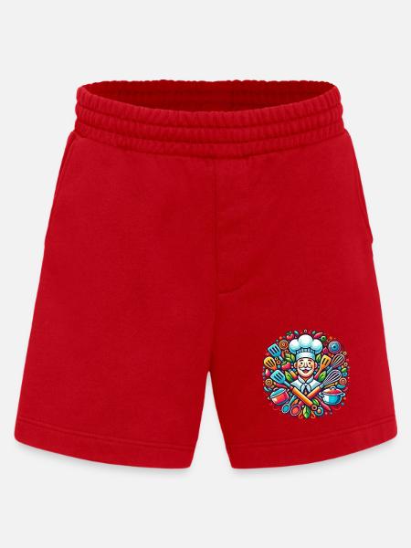 Chef Logo - Short bio épais fabriqué en UE - rouge