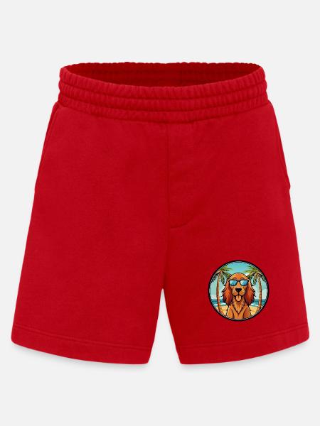 Irsk Setter Hund Race Tegneserie Solbriller Beach - Heavyweight organic shorts made in EU - rød