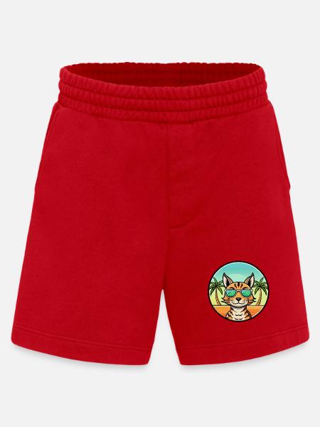 Ocicat Breed Cartoon Sunglasses Beach - Heavyweight Shorts - made by SPREAD  - red