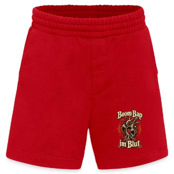 Boom Bap Oldschool Hip Hop 90er Rap Fan - Heavyweight Shorts - made by SPREAD  - Rot - Vorne