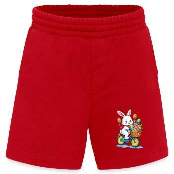 Süßes Osterhasen-Radabenteuer - Heavyweight Shorts - made by SPREAD  - Rot - Vorne