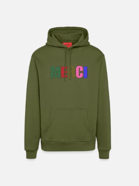Thank you - Organic Relaxed Hoodie Made in EU - MOSS GREEN