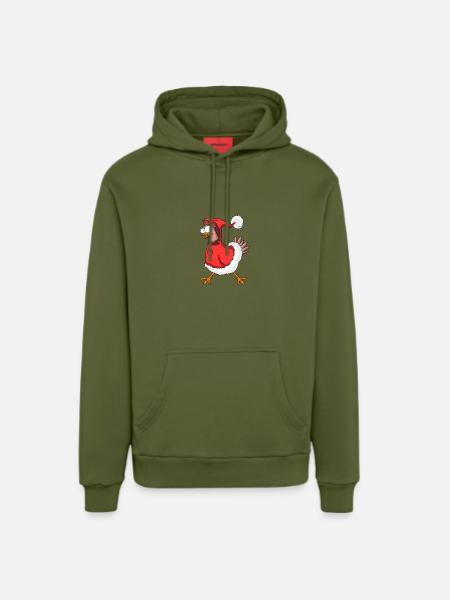 Poulet de Noël - Sweat à capuche bio décontracté fabriqué en UE - MOSS GREEN