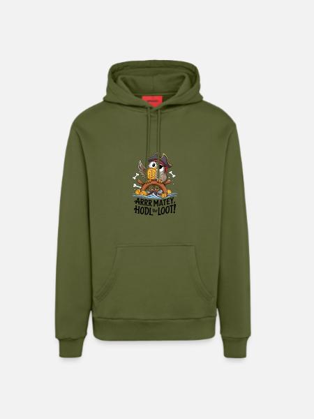 Hodl The Loot! - Organic Relaxed Hoodie Made in EU - MOSS GREEN