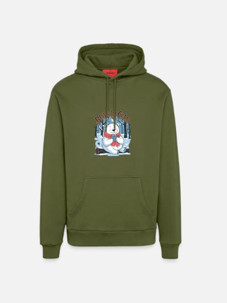 Bear-ly Cold - Organic Relaxed Hoodie Made in EU - MOSS GREEN