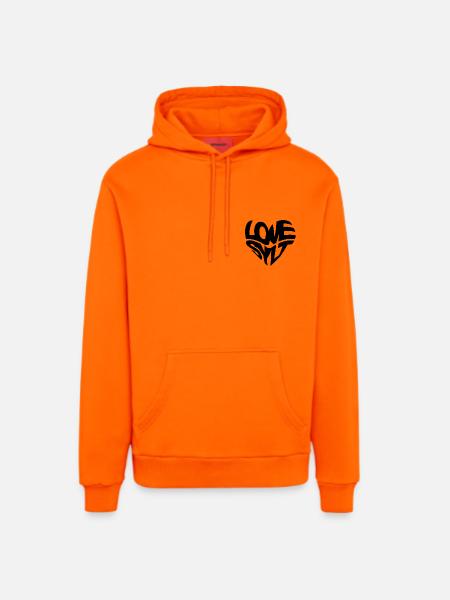 LOVE SYLT HERZ - Organic Relaxed Hoodie Made in EU - SUNSET ORANGE