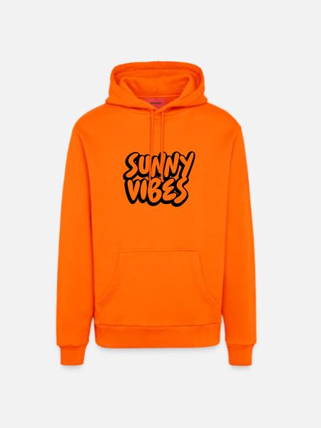 SUNNY VIBES - Organic Relaxed Hoodie Made in EU - SUNSET ORANGE