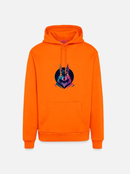 Écureuil low-poly - Sweat à capuche bio décontracté fabriqué en UE - SUNSET ORANGE