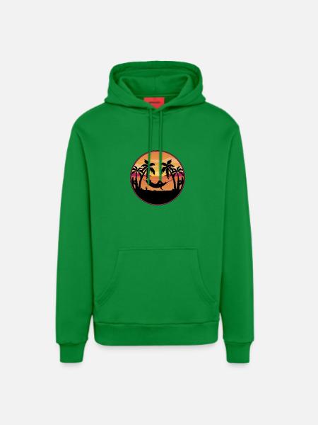 Palm Trees Hammock Sunset - Organic Relaxed Hoodie Made in EU - City Green