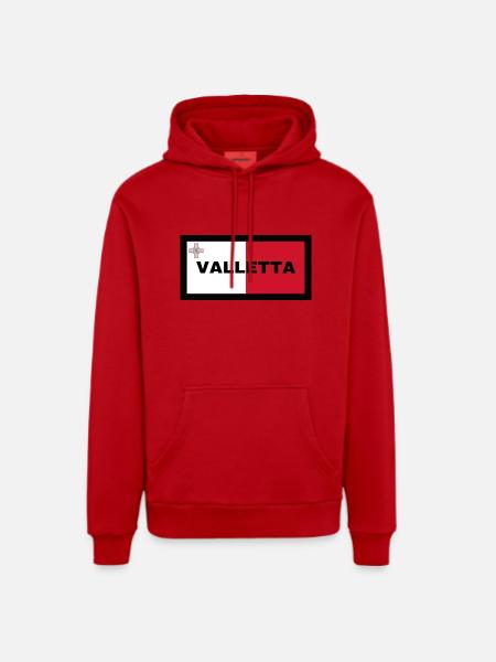 La Valette à Malte Drapeau - Sweat à capuche bio décontracté fabriqué en UE - rouge