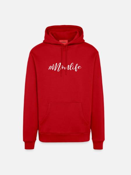 Momlife - Slogan Design - Organic Relaxed Hoodie Made in EU - red