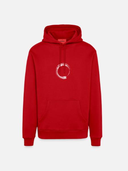 Circle design brush icon white - Organic Relaxed Hoodie Made in EU - red
