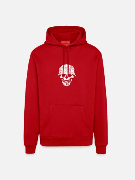 Schädelhelm / Schädelperlen - Organic Relaxed Hoodie Made in EU - Rot