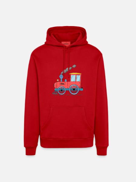 Children's train railway pink - Organic Relaxed Hoodie Made in EU - red