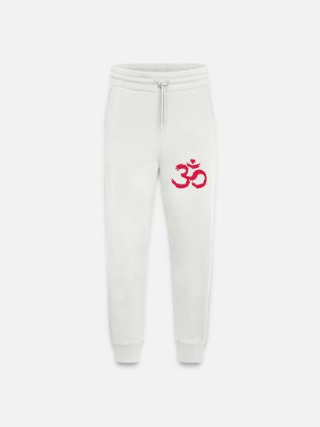 Om symbool hindoeïsme - Organic relaxed joggingbroek made in EU - OFF WHITE