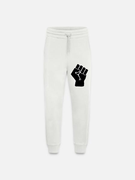 Poing levé de solidarité - Pantalon de jogging bio décontracté fabriqué en UE - OFF WHITE