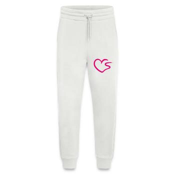 Coeur lettre S lettre initiale rose - Pantalon de jogging bio décontracté fabriqué en UE - OFF WHITE - Devant