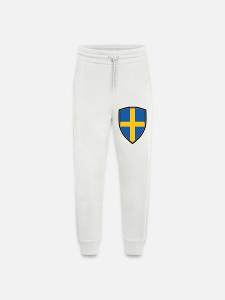 SWEDEN FLAG SHIELD - Pantalon de jogging bio décontracté fabriqué en UE - OFF WHITE