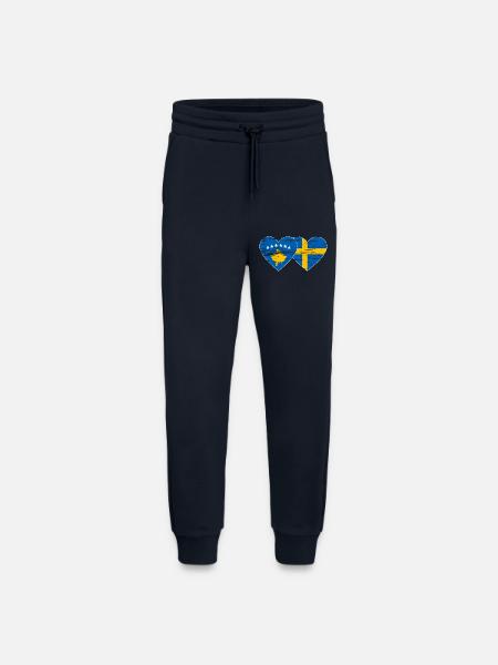 Kosovo Suède Drapeau utilisé - Pantalon de jogging bio décontracté fabriqué en UE - DARK NAVY