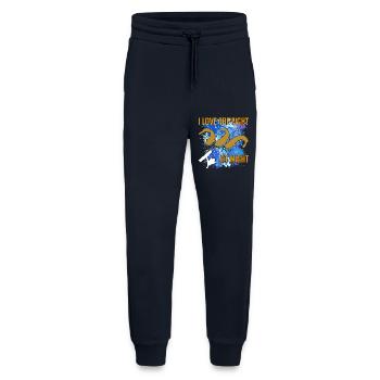 Waller Welssilhouette Angelrute und Farbkleckse - Jogginghose - made by SPREAD - DARK NAVY - Vorne