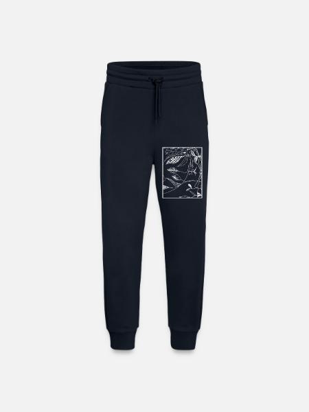 Lignes botaniques sombres - Pantalon de jogging bio décontracté fabriqué en UE - DARK NAVY