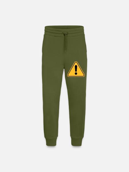 Warning sign / Exclamation point - Jogging Pants - made by SPREAD  - MOSS GREEN