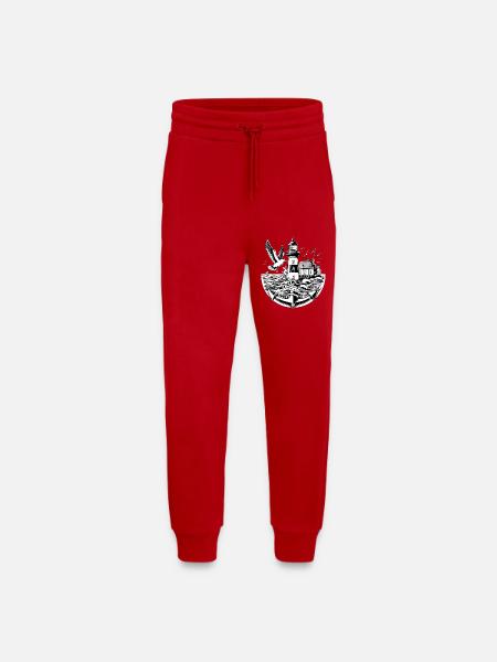 Paysage côtier Moin Moin - Pantalon de jogging bio décontracté fabriqué en UE - rouge