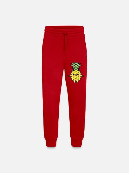 Cheerful Pineapple Cartoon Charm - Jogging Pants - made by SPREAD - red
