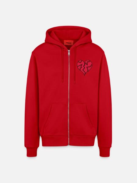 HEARTBROKEN <3 - Organic Relaxed Kapuzenjacke Made in EU - Rot