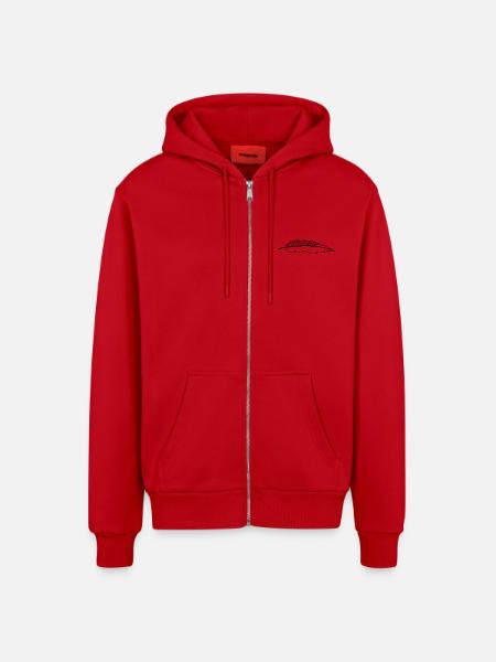 feather - Organic Relaxed Hooded Jacket Made in EU - red