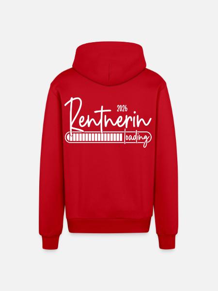 Rentnerin 2026 Loading - Organic Relaxed Kapuzenjacke Made in EU - Rot