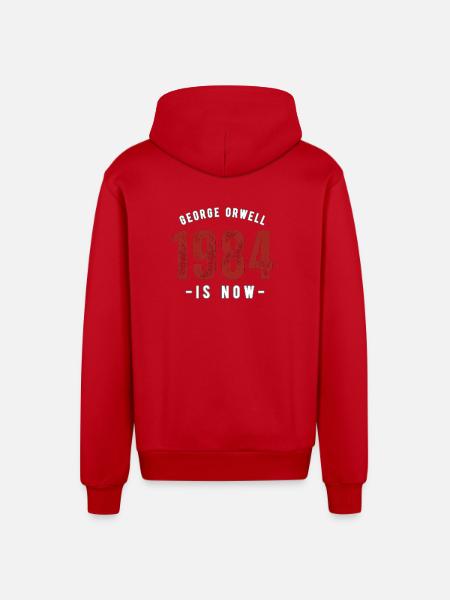 GEORGE ORWELL 1984 - Organic Relaxed Hooded Jacket Made in EU - red