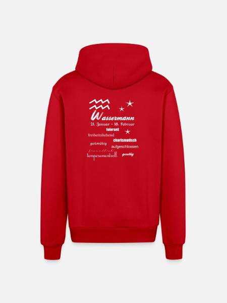 Wassermann Sternzeichen - Organic Relaxed Kapuzenjacke Made in EU - Rot