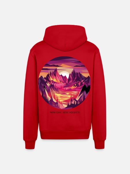 New Day, New Heights - Organic Relaxed Hooded Jacket Made in EU - red