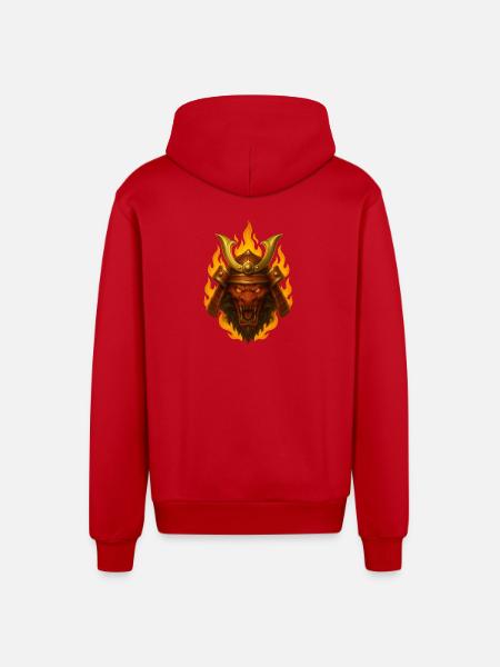 EMBER RONIN - Organic Relaxed Hooded Jacket Made in EU - red