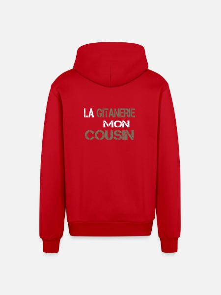 La gitanerie mon cousin - Veste à capuche bio décontractée fabriquée en UE - rouge