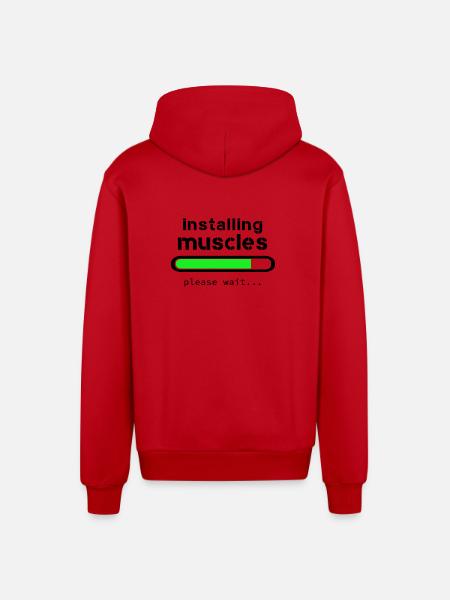 Installing muscles - Veste à capuche bio décontractée fabriquée en UE - rouge