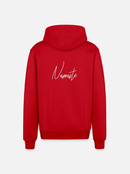 Namaste Schrift - Organic Relaxed Kapuzenjacke Made in EU - Rot