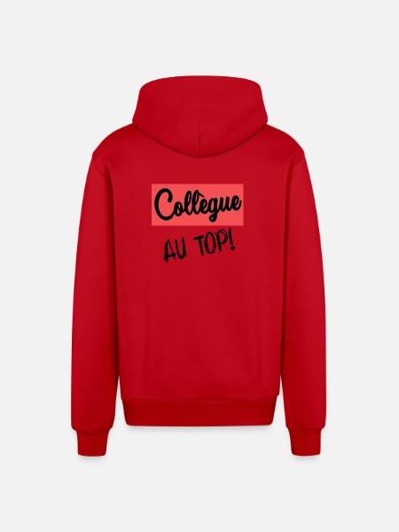 COLLEAGUE. START. RETIREMENT - Organic Relaxed Hooded Jacket Made in EU - red