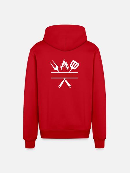 grillmeister - Organic Relaxed Kapuzenjacke Made in EU - Rot