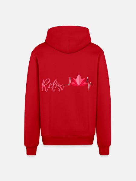 massage - Organic Relaxed Hooded Jacket Made in EU - red